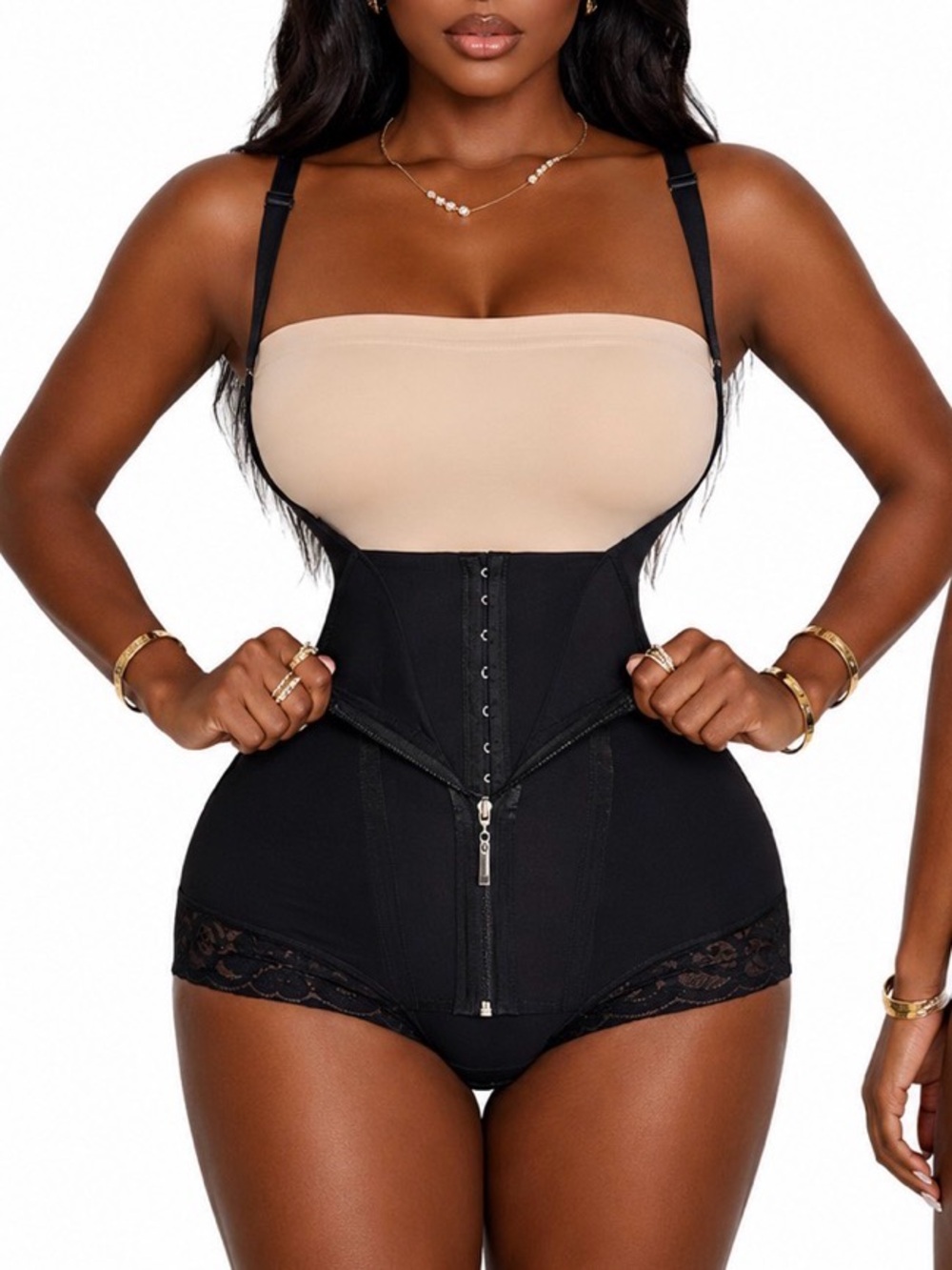 Black High-Waisted Faja.  Waist Trainer Shapewear Shorts